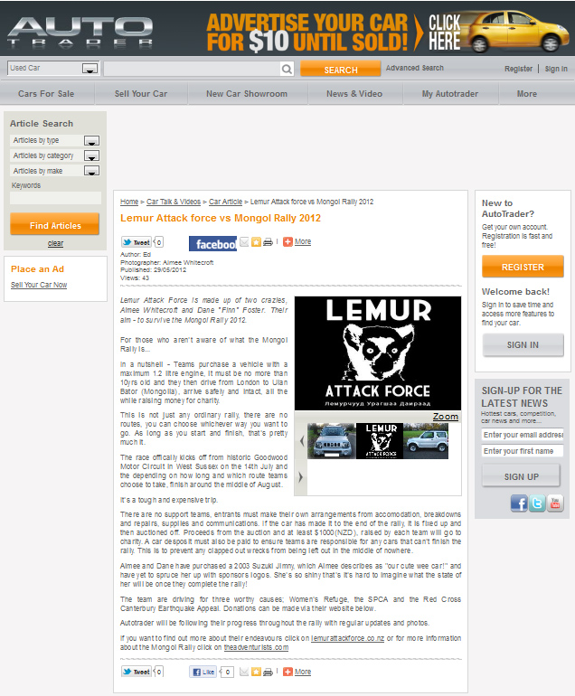 Autotrader's article on Lemur Attack Force